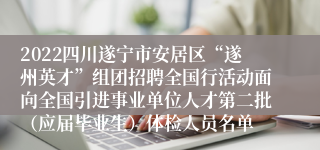 2022四川遂宁市安居区“遂州英才”组团招聘全国行活动面向全国引进事业单位人才第二批（应届毕业生）体检人员名单