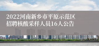 2022河南新乡市平原示范区招聘核酸采样人员16人公告