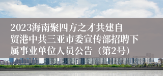 2023海南聚四方之才共建自贸港中共三亚市委宣传部招聘下属事业单位人员公告（第2号）