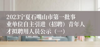 2023宁夏石嘴山市第一批事业单位自主引进（招聘）青年人才拟聘用人员公示（一）