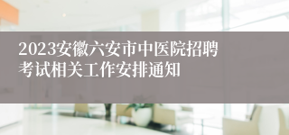 2023安徽六安市中医院招聘考试相关工作安排通知