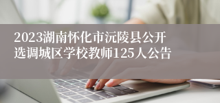2023湖南怀化市沅陵县公开选调城区学校教师125人公告