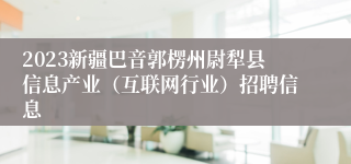 2023新疆巴音郭楞州尉犁县信息产业（互联网行业）招聘信息