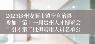 2023贵州安顺市镇宁自治县参加“第十一届贵州人才博览会”引才第三批拟聘用人员名单公示
