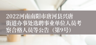 2022河南南阳市唐河县兴唐街道办事处选聘事业单位人员考察合格人员等公告（第9号）