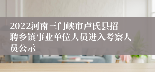 2022河南三门峡市卢氏县招聘乡镇事业单位人员进入考察人员公示