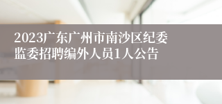 2023广东广州市南沙区纪委监委招聘编外人员1人公告