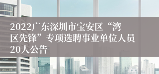 2022广东深圳市宝安区“湾区先锋”专项选聘事业单位人员20人公告