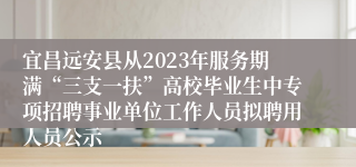 宜昌远安县从2023年服务期满“三支一扶”高校毕业生中专项招聘事业单位工作人员拟聘用人员公示