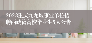 2023重庆九龙坡事业单位招聘西藏籍高校毕业生5人公告