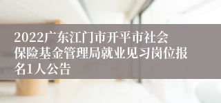 2022广东江门市开平市社会保险基金管理局就业见习岗位报名1人公告