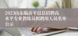 2023山东临沂平邑县招聘高水平专业教练员拟聘用人员名单公示
