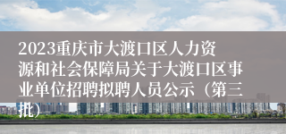 2023重庆市大渡口区人力资源和社会保障局关于大渡口区事业单位招聘拟聘人员公示（第三批）