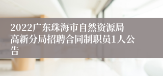 2022广东珠海市自然资源局高新分局招聘合同制职员1人公告
