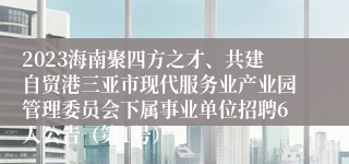 2023海南聚四方之才、共建自贸港三亚市现代服务业产业园管理委员会下属事业单位招聘6人公告（第1号）