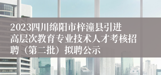 2023四川绵阳市梓潼县引进高层次教育专业技术人才考核招聘（第二批）拟聘公示