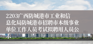 2203广西防城港市工业和信息化局防城港市招聘市本级事业单位工作人员考试拟聘用人员公示