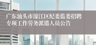 广东汕头市濠江区纪委监委招聘专项工作劳务派遣人员公告