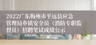 2022广东梅州市平远县应急管理局乡镇安全员（消防专职监督员）招聘笔试成绩公示