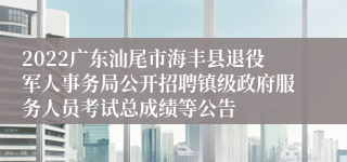 2022广东汕尾市海丰县退役军人事务局公开招聘镇级政府服务人员考试总成绩等公告