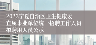 2023宁夏自治区卫生健康委直属事业单位统一招聘工作人员拟聘用人员公示