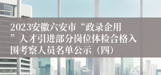 2023安徽六安市“政录企用”人才引进部分岗位体检合格入围考察人员名单公示（四）