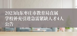 2023山东枣庄市教育局直属学校补充引进急需紧缺人才4人公告