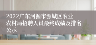 2022广东河源市源城区农业农村局招聘人员最终成绩及排名公示