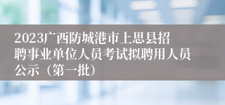 2023广西防城港市上思县招聘事业单位人员考试拟聘用人员公示（第一批）