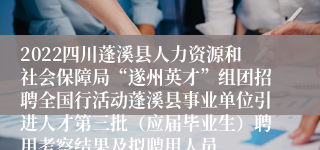2022四川蓬溪县人力资源和社会保障局“遂州英才”组团招聘全国行活动蓬溪县事业单位引进人才第三批（应届毕业生）聘用考察结果及拟聘用人员