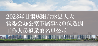 2023年甘肃庆阳合水县人大常委会办公室下属事业单位选调工作人员拟录取名单公示