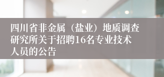 四川省非金属（盐业）地质调查研究所关于招聘16名专业技术人员的公告