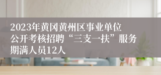 2023年黄冈黄州区事业单位公开考核招聘“三支一扶”服务期满人员12人