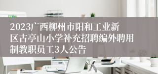 2023广西柳州市阳和工业新区古亭山小学补充招聘编外聘用制教职员工3人公告
