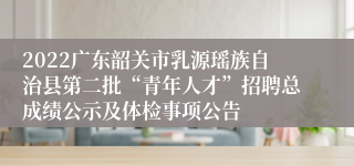 2022广东韶关市乳源瑶族自治县第二批“青年人才”招聘总成绩公示及体检事项公告