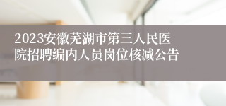 2023安徽芜湖市第三人民医院招聘编内人员岗位核减公告