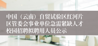 中国（云南）自贸试验区红河片区管委会事业单位急需紧缺人才校园招聘拟聘用人员公示