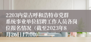 2203内蒙古呼和浩特市党群系统事业单位招聘工作人员各岗位报名情况（截至2023年8月26日17:00）