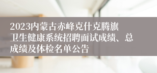 2023内蒙古赤峰克什克腾旗卫生健康系统招聘面试成绩、总成绩及体检名单公告
