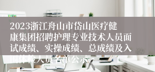2023浙江舟山市岱山医疗健康集团招聘护理专业技术人员面试成绩、实操成绩、总成绩及入围体检人员名单公示