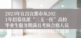 2023年宜昌宜都市从2021年招募选派“三支一扶”高校毕业生服务期满且考核合格人员中招聘事业单位人员岗位计划调整及考核公告
