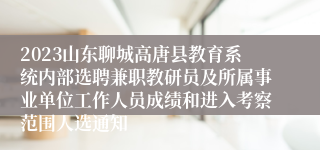 2023山东聊城高唐县教育系统内部选聘兼职教研员及所属事业单位工作人员成绩和进入考察范围人选通知