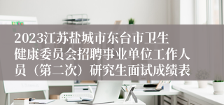 2023江苏盐城市东台市卫生健康委员会招聘事业单位工作人员（第二次）研究生面试成绩表
