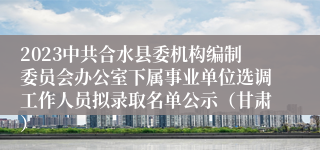 2023中共合水县委机构编制委员会办公室下属事业单位选调工作人员拟录取名单公示（甘肃）