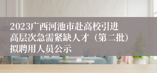 2023广西河池市赴高校引进高层次急需紧缺人才（第二批）拟聘用人员公示