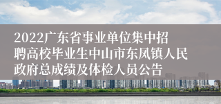 2022广东省事业单位集中招聘高校毕业生中山市东凤镇人民政府总成绩及体检人员公告