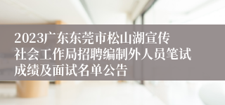 2023广东东莞市松山湖宣传社会工作局招聘编制外人员笔试成绩及面试名单公告