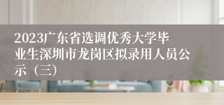 2023广东省选调优秀大学毕业生深圳市龙岗区拟录用人员公示（三）