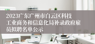 2023广东广州市白云区科技工业商务和信息化局补录政府雇员拟聘名单公示