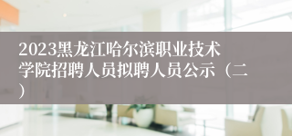 2023黑龙江哈尔滨职业技术学院招聘人员拟聘人员公示（二）